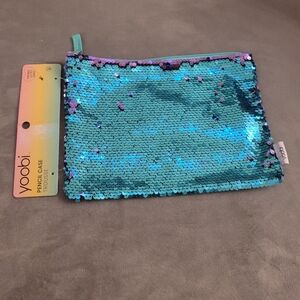 Yoobi Turquoise and Purple Sequin Pouch
